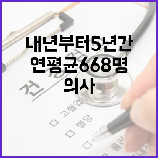 내년부터 5년간 지역의사 연평균 668명 양성