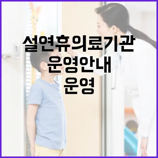 설 연휴 의료기관 운영 안내