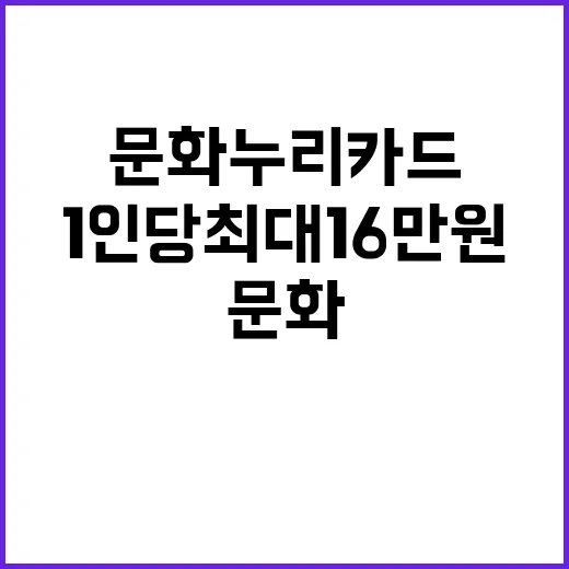 1인당 최대 16만원 문화누리카드 혜택