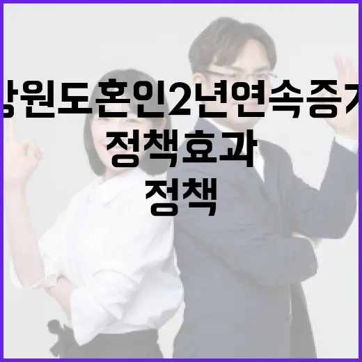 강원도 혼인 2년 연속 증가, 정책 효과 뚜렷