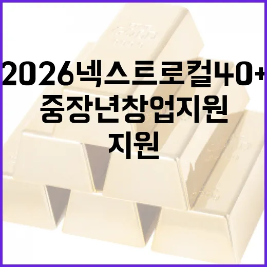 중장년 창업 지원, 2026 넥스트로컬 40+ 모집