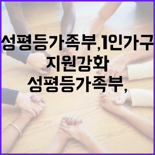 성평등가족부, 1인가구 지원 강화 표준모델 개발