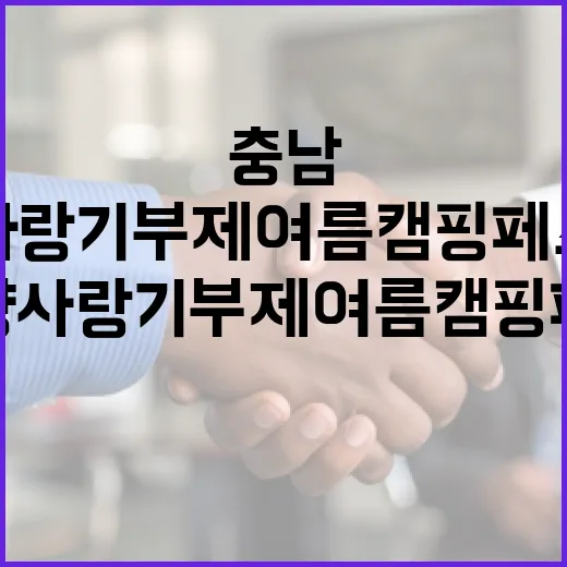 충남 고향사랑기부제 여름 캠핑 페스티벌 풍성한 혜택