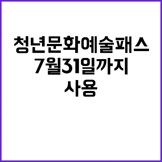 청년문화예술패스 7월 31일까지 꼭 사용하세요