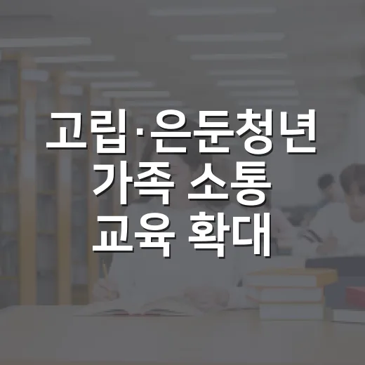 고립·은둔청년 가족 소통 교육 확대