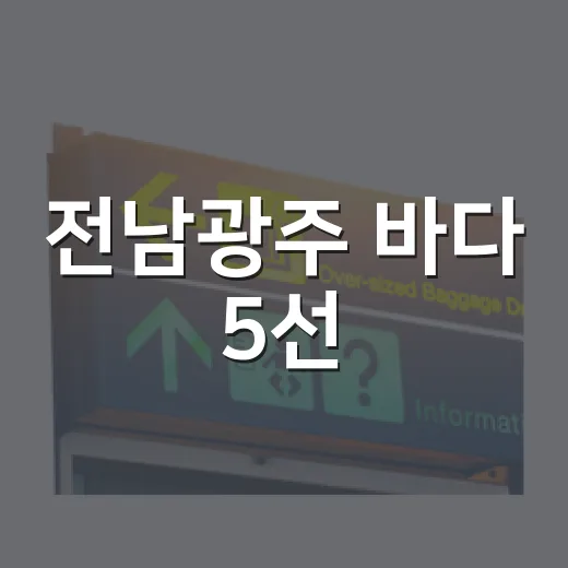 전남광주 바다 5선, 올여름 필수 코스