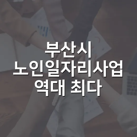 부산시 노인일자리사업 역대 최다 우수기관 선정
