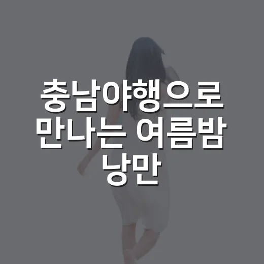 충남야행으로 만나는 여름밤 낭만