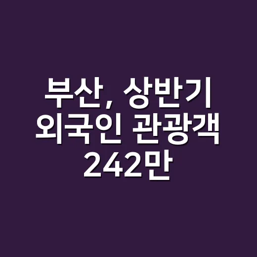 부산, 상반기 외국인 관광객 242만 명 돌파