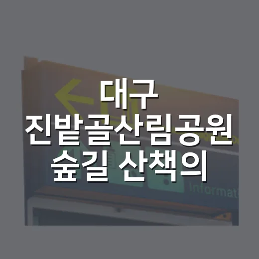 대구 진밭골산림공원 숲길 산책의 매력