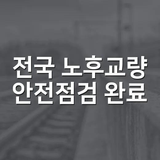 전국 노후교량 안전점검 완료, 긴급 지원 나선 정부