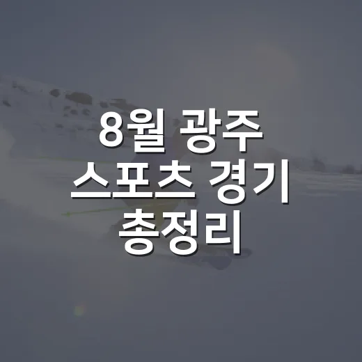 8월 광주 스포츠 경기 총정리