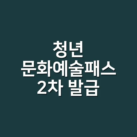 청년 문화예술패스 2차 발급 시작