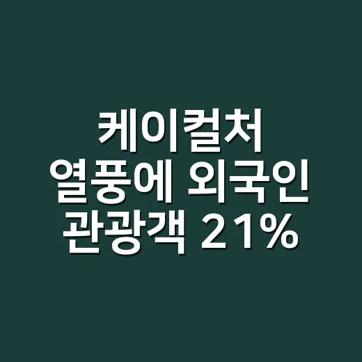 케이컬처 열풍에 외국인 관광객 21% 증가