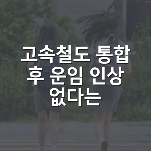 고속철도 통합 후 운임 인상 없다는 공식 입장