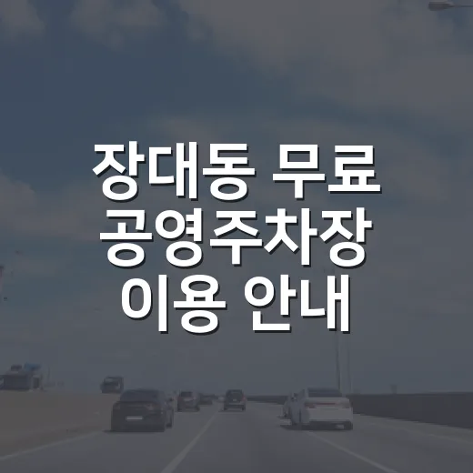 장대동 무료 공영주차장 이용 안내