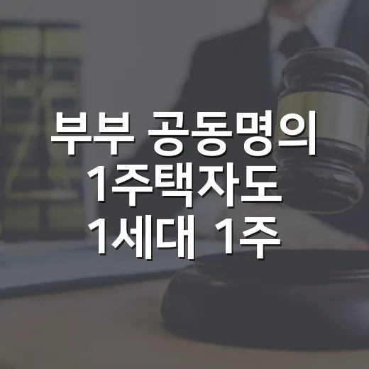 부부 공동명의 1주택자도 1세대 1주택자 특례 적용