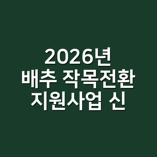 2026년 배추 작목전환 지원사업 신청 안내