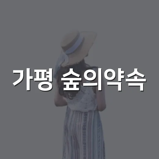 가평 숲의약속, 자연 속 힐링 체험 총정리