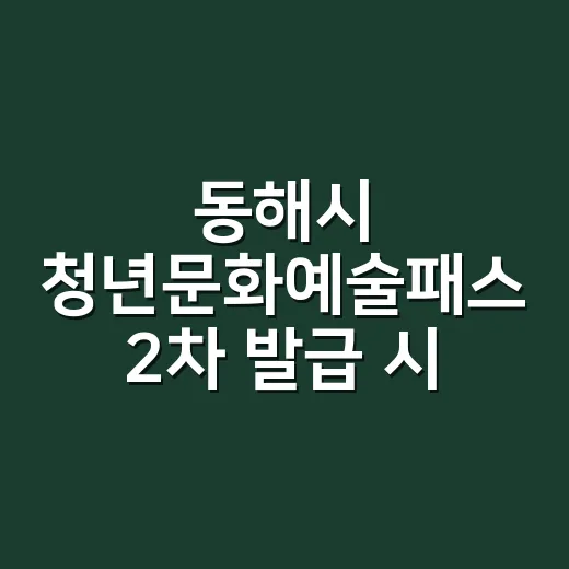 동해시 청년문화예술패스 2차 발급 시작