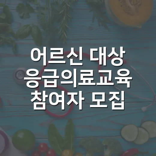 어르신 대상 응급의료교육 참여자 모집
