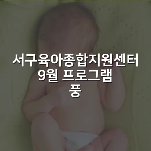 서구육아종합지원센터 9월 프로그램 풍성