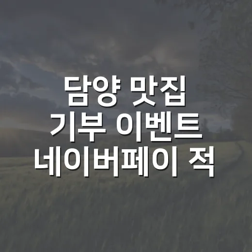 담양 맛집 기부 이벤트 네이버페이 적립