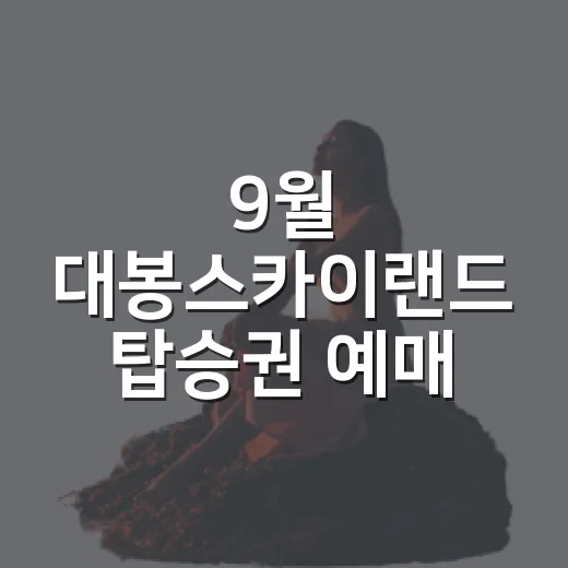 9월 대봉스카이랜드 탑승권 예매 시작
