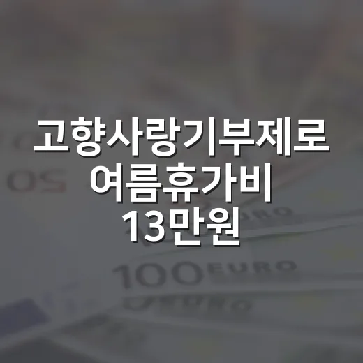고향사랑기부제로 여름휴가비 13만원 혜택 챙기기