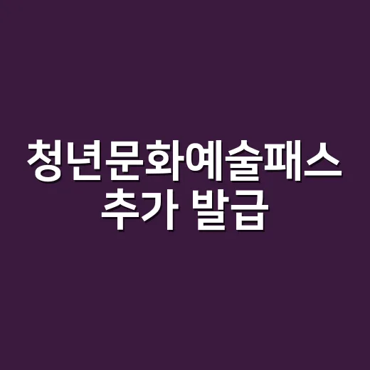 청년문화예술패스 추가 발급, 문화생활 지원 확대