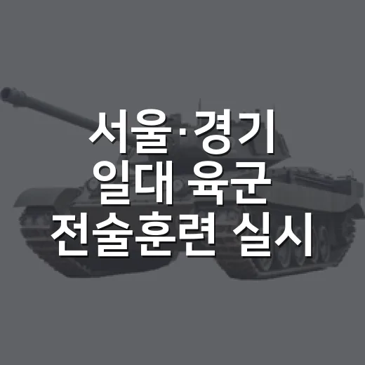 서울·경기 일대 육군 전술훈련 실시 안내