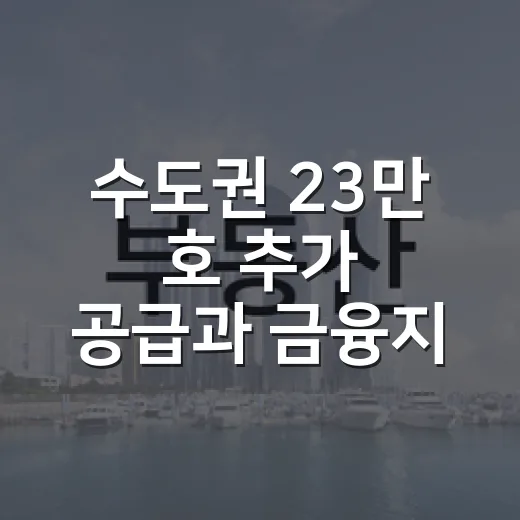 수도권 23만 호 추가 공급과 금융지원 확대