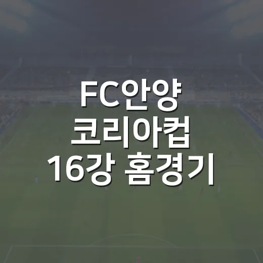 FC안양 코리아컵 16강 홈경기 안내