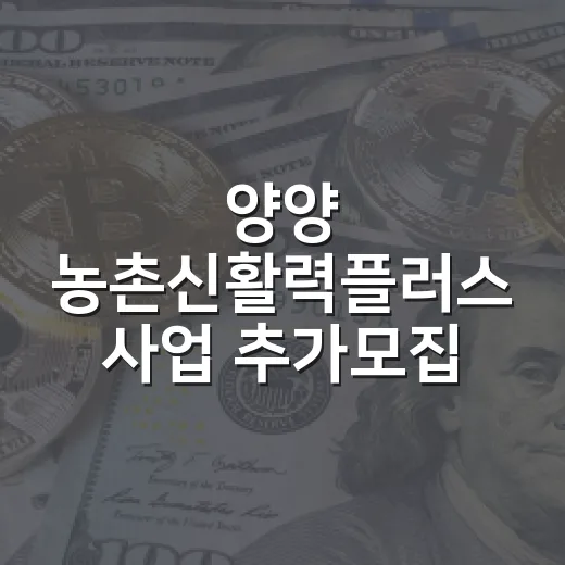 양양 농촌신활력플러스 사업 추가모집