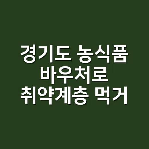 경기도 농식품 바우처로 취약계층 먹거리 지원 확대