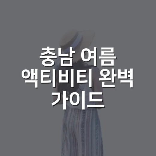 충남 여름 액티비티 완벽 가이드