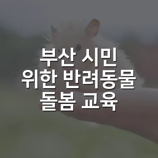 부산 시민 위한 반려동물 돌봄 교육 일정 공개