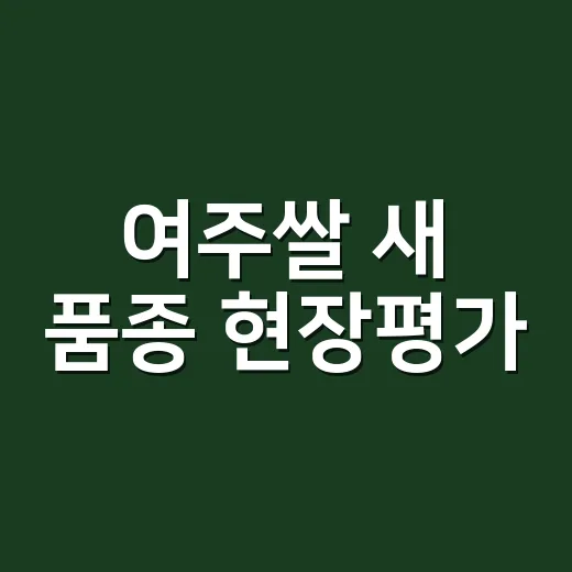 여주쌀 새 품종 현…