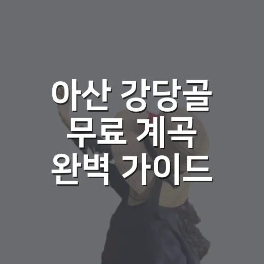 아산 강당골 무료 계곡 완벽 가이드
