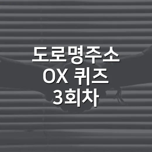 도로명주소 OX 퀴즈 3회차 도전하세요