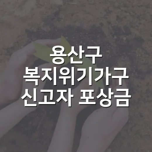 용산구 복지위기가구 신고자 포상금 지원