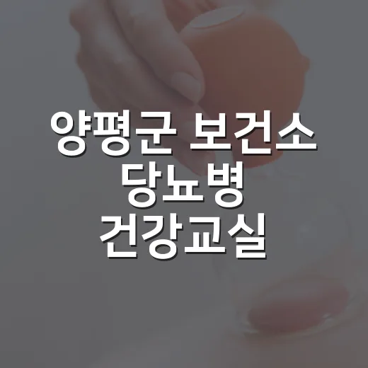 양평군 보건소 당뇨병 건강교실 참가자 모집