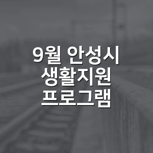 9월 안성시 생활지원 프로그램 총정리