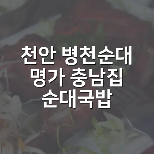 천안 병천순대 명가 충남집 순대국밥 맛집 탐방