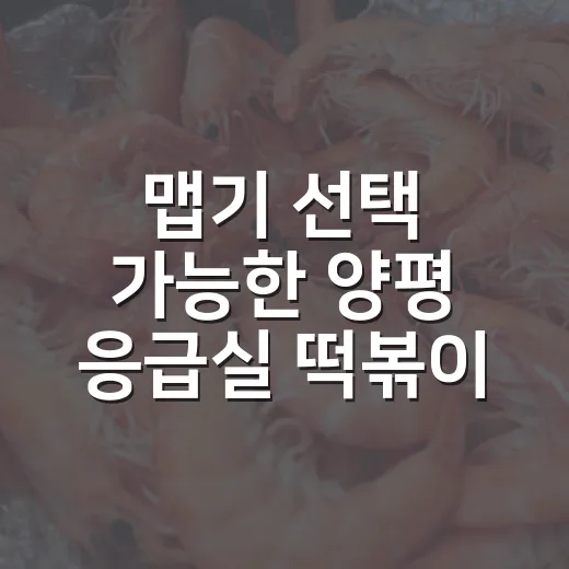 맵기 선택 가능한 양평 응급실 떡볶이