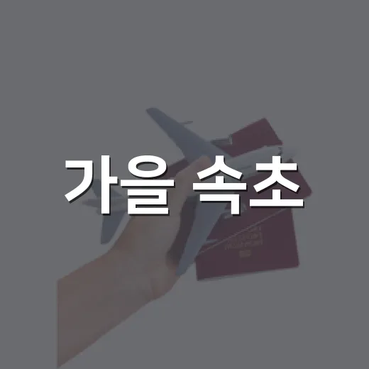 가을 속초, 이달의 추천 여행지 선정