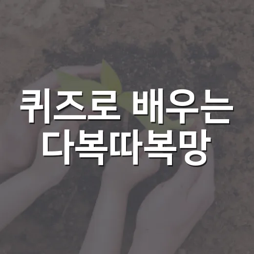 퀴즈로 배우는 다복따복망, 구포국수 선물까지