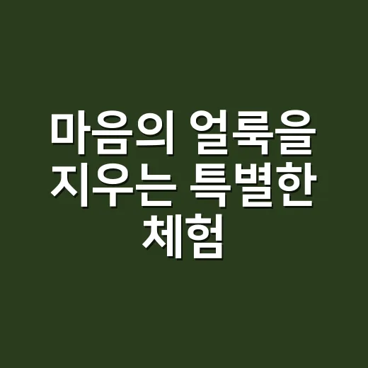 마음의 얼룩을 지우는 특별한 체험