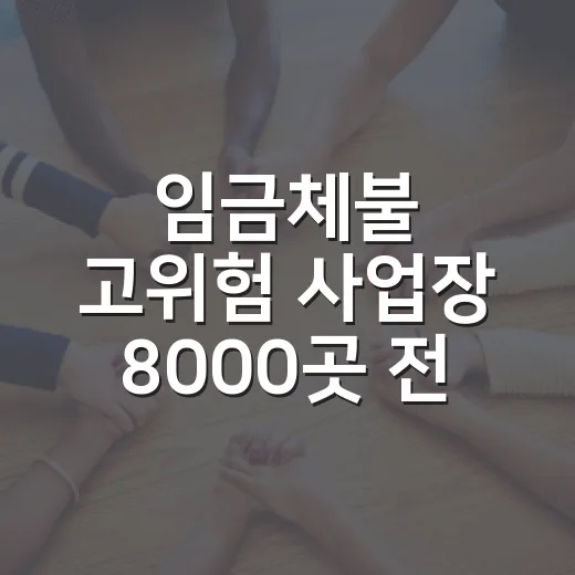 임금체불 고위험 사업장 8000곳 전수조사 언제부터