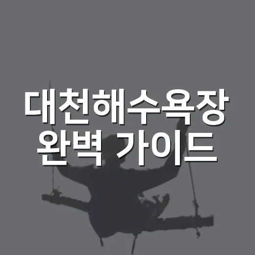 대천해수욕장 완벽 가이드, 주차부터 안전까지
